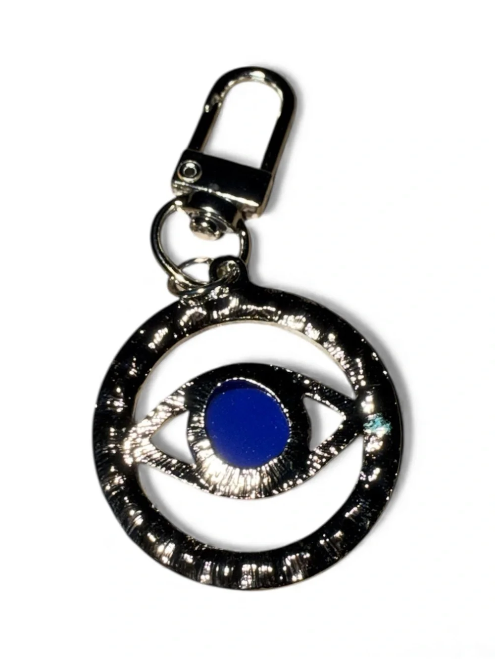 Evil Eye Crystal Keychain Charm in Blue and Silver